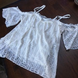 White lace off-the-shoulder top
